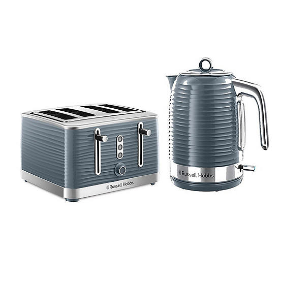 Russell Hobbs Inspire Kettle & 4 Slice Toaster Grey Freemans