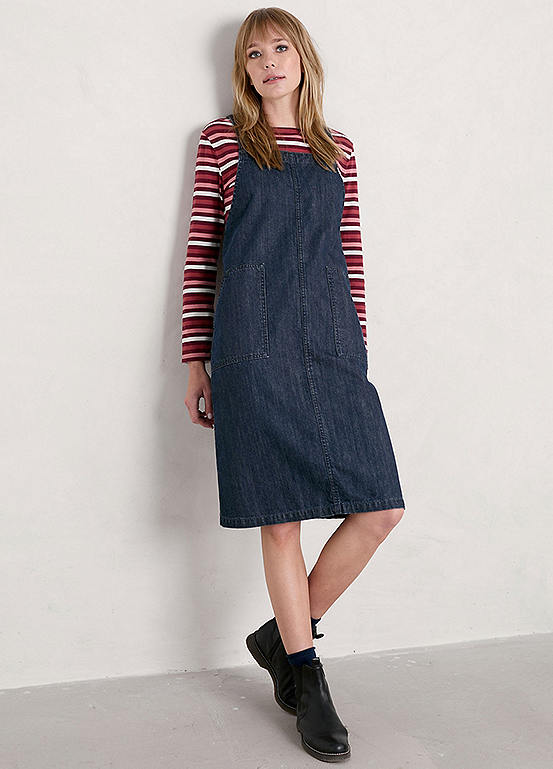 Seasalt Cornwall Barrepta Cove Pinafore Dress Blue Freemans