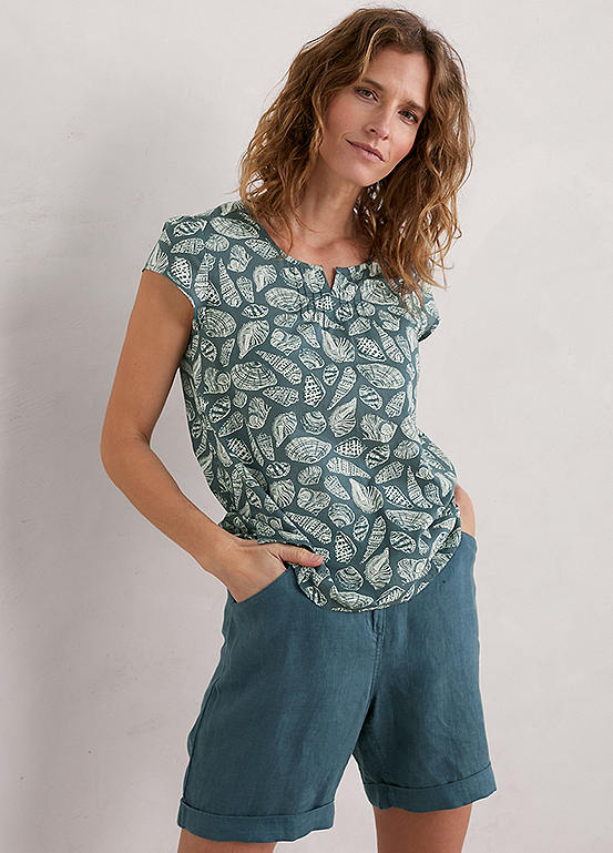 Seasalt Cornwall Blue Garden Gate Cotton Top | Freemans