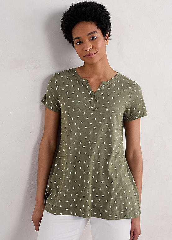 Seasalt Cornwall Green Risso Short Sleeve Top | Freemans