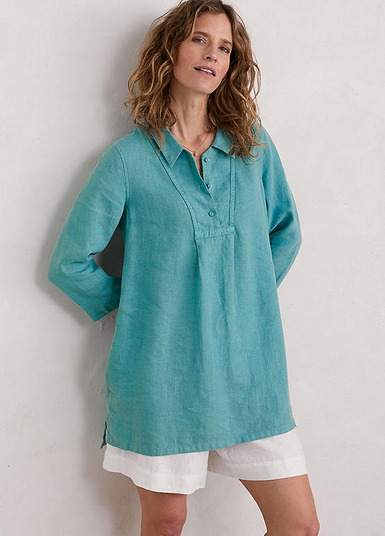 Seasalt Cornwall Green Tide Clock Three-Quarter Sleeve Tunic | Freemans