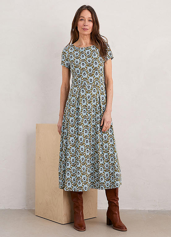 Seasalt Cornwall Green Wild Bouquet Jersey Midi Dress | Freemans