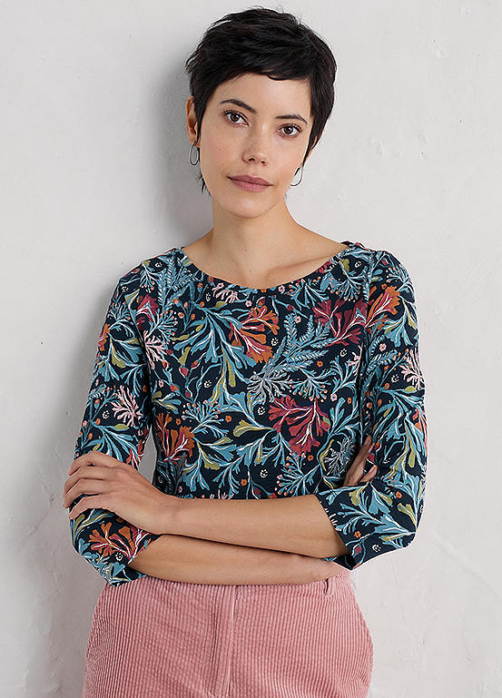 Seasalt Cornwall Multi Easel Three-Quarter Sleeve Top | Freemans