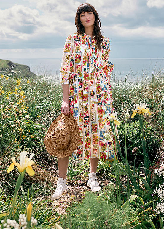 Seasalt Cornwall Multi True Letter Three-Quarter Sleeve Midi Dress ...