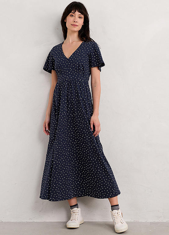 Seasalt Cornwall Navy Chateaux Short Sleeve Maxi Dress | Freemans