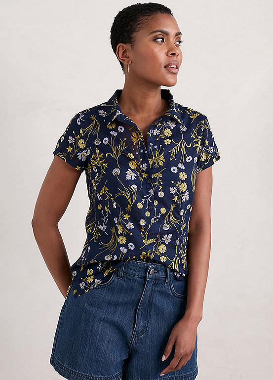 Seasalt Cornwall Navy Rushmaker Short Sleeve Shirt | Freemans
