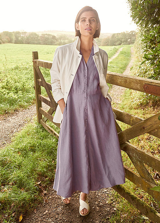 Seasalt Cornwall Purple Carved Wood Midi Dress | Freemans