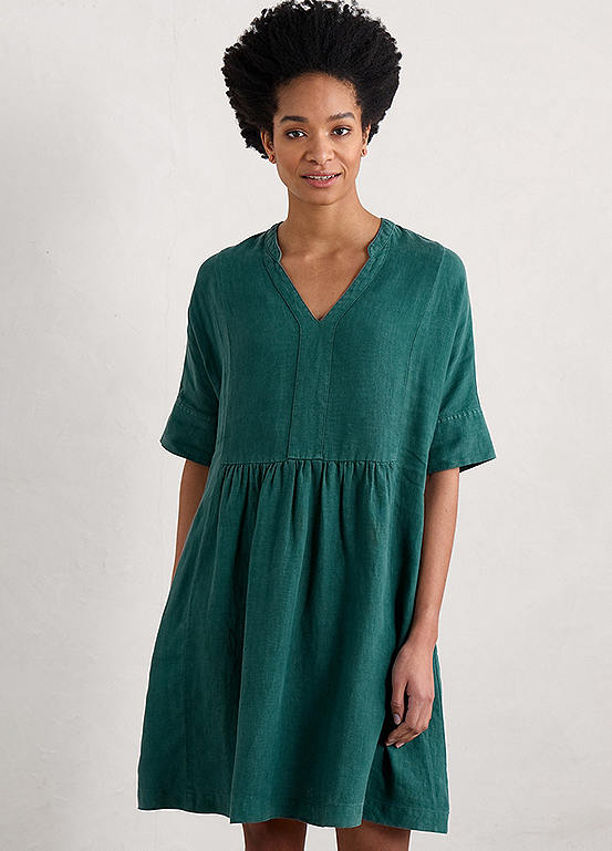Seasalt Cornwall Teal Draw Kiln Dress | Freemans