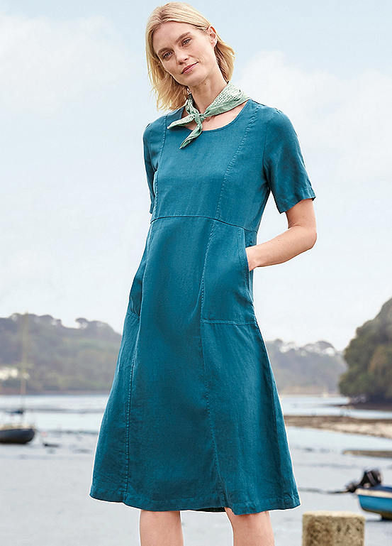 Seasalt Cornwall Teal Grass Wave Dress | Freemans