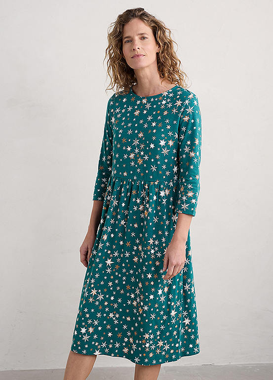 Seasalt Cornwall Teal Sea Strewn Midi Dress | Freemans