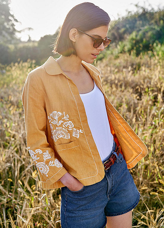 Seasalt Cornwall Yellow Millicent Embroidered Jacket Freemans