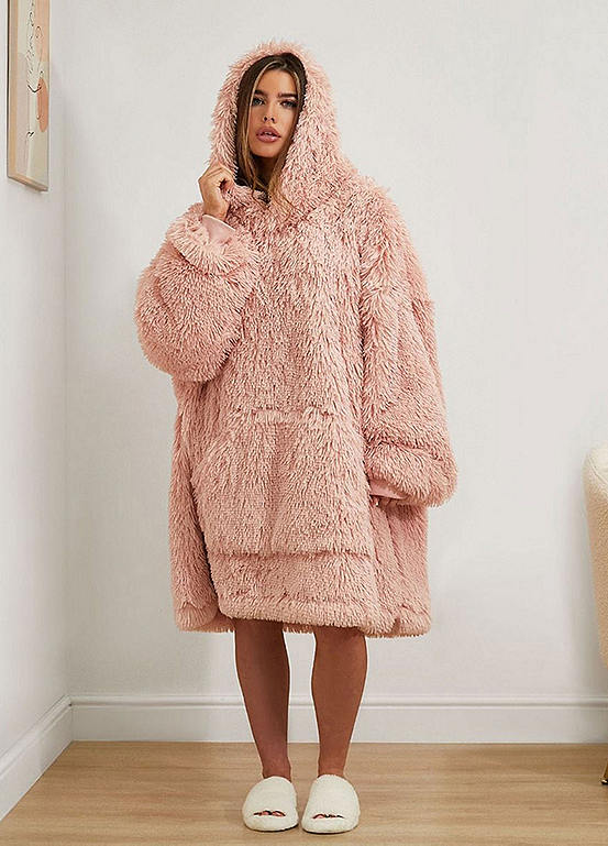 Sienna Fluffy Long Fibre Sherpa Fleece Hooded Blanket Freemans