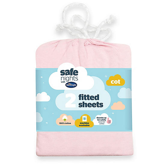 Silentnight Safe Nights Pack of 2 Cot 100% Cotton Fitted Sheets