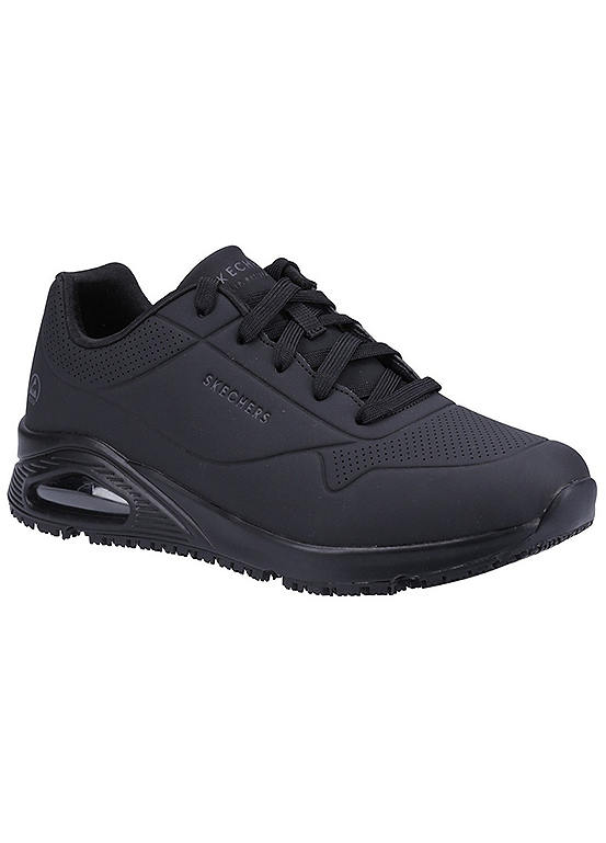 Skechers Work Relaxed Fit Ladies Black Slip Resistant Uno SR Trainers ...