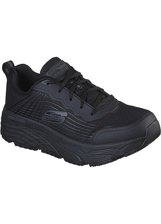 Skechers Work Relaxed Fit Mens Black Slip Resistant Max Cushioning ...