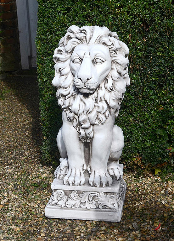 Solstice Sculptures Antique Stone Effect Small Lion | Freemans