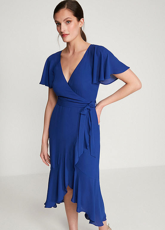 Sonder Studio Glamour Ruffle Wrap Midi Dress | Freemans