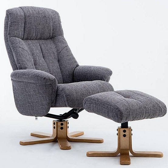 Teknik Denver Fabric Recliner Swivel Chair Footstool Freemans