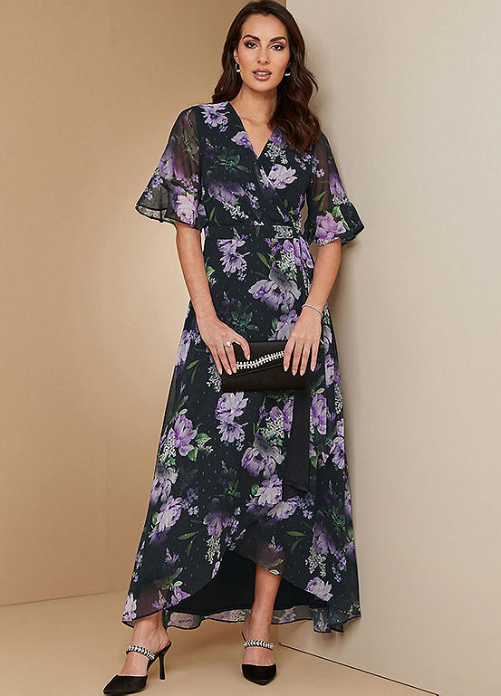 Together Black Floral Print Wrap Maxi Dress Freemans