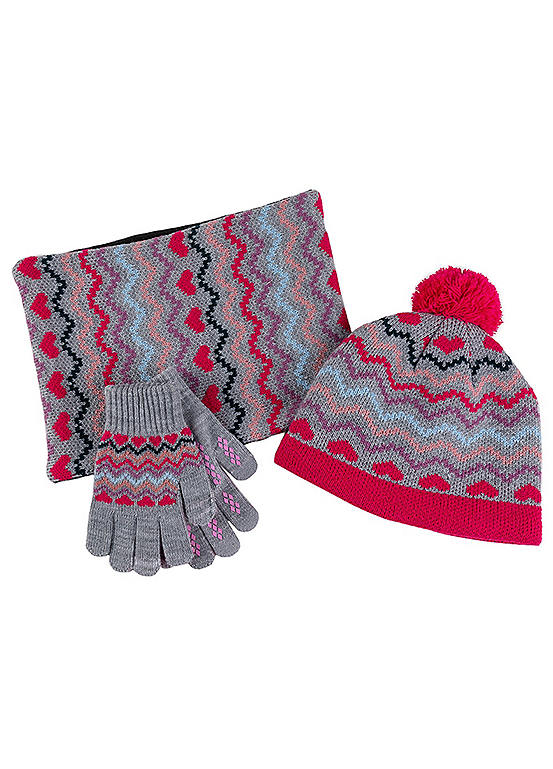 Totes Girls Knitted Hat, Glove & Snood Set Freemans
