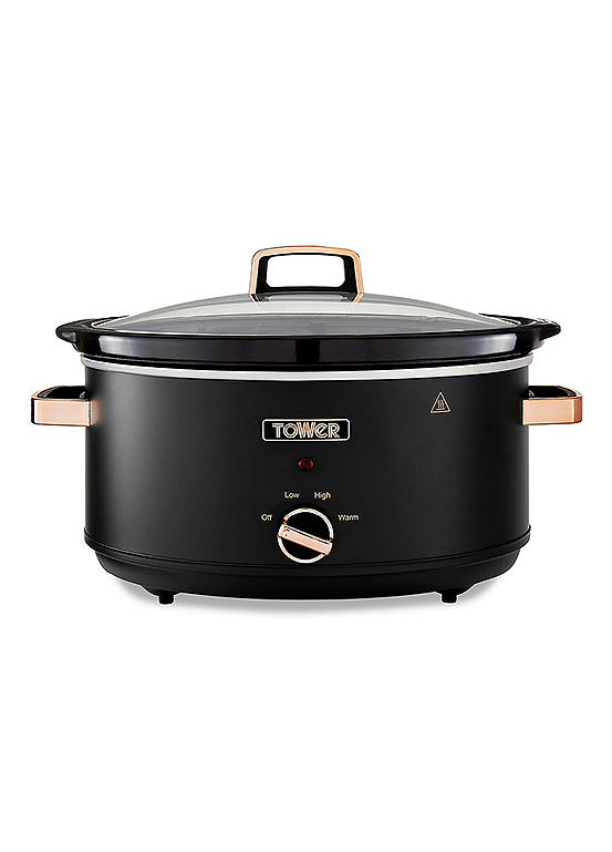 Tower Cavaletto Black &amp; Rose Gold 6.5 Litre Slow Cooker | Freemans