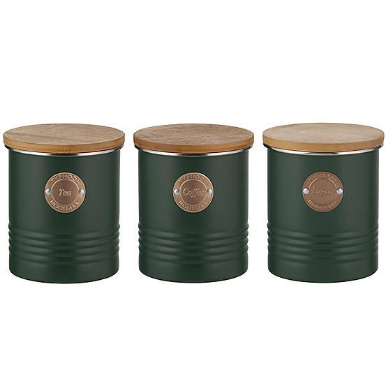 Typhoon Living Green Tea, Coffee, Sugar Storage Jars Freemans