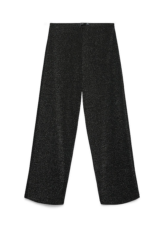 Vero Moda VMBERLIN MW WIDE GLITTER PANT NOOS Zwart Broek | 10337337