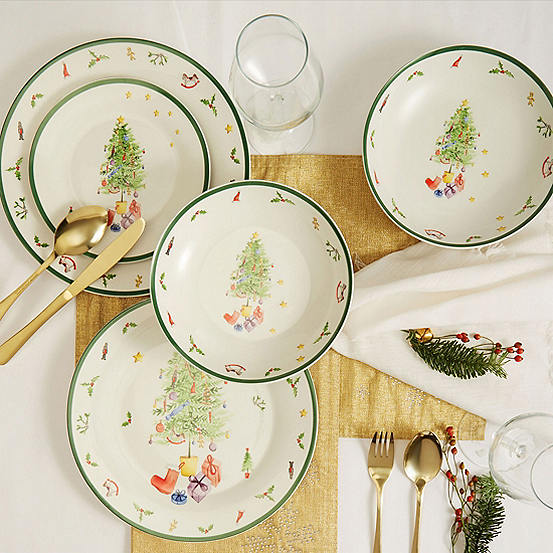 Waterside 30 Piece Porcelain Festive Tree Dinner Set | Freemans