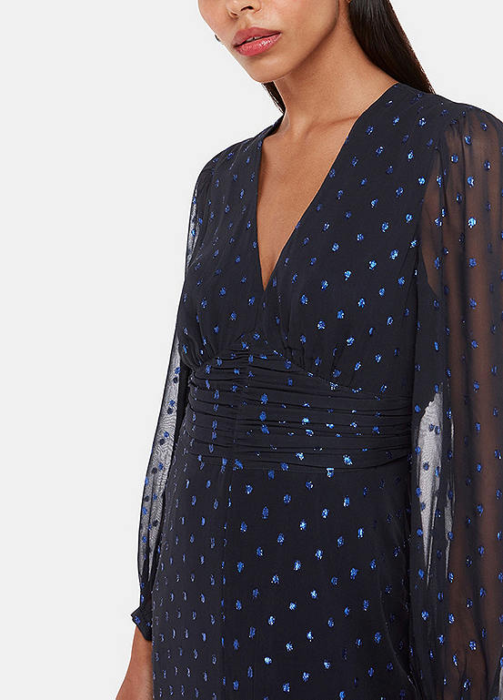 Whistles Metallic Dobby Midi Dress Freemans