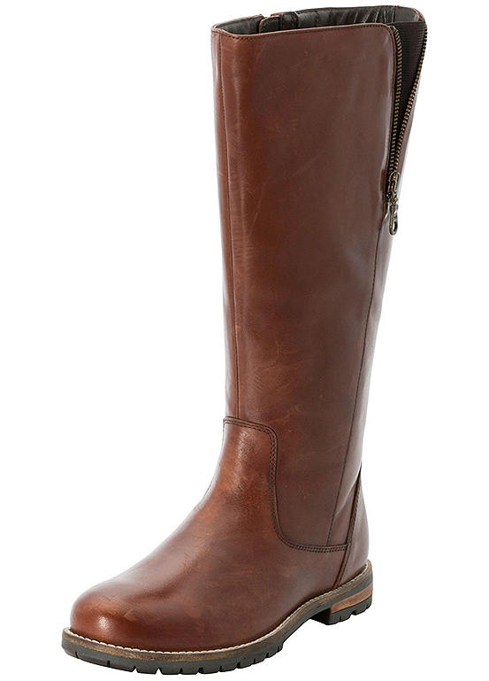 slim leg leather knee high boots