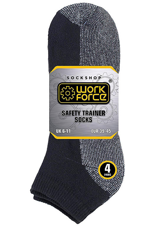 Workforce Men’s 4 Pack Trainer Work Socks Black Freemans