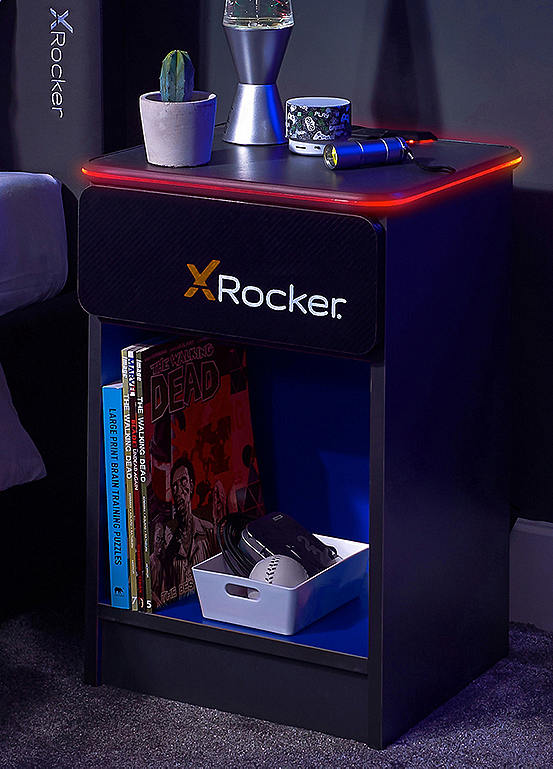 X Rocker Carbon-Tek Bedside Table with Wireless Charging & LED Lights ...