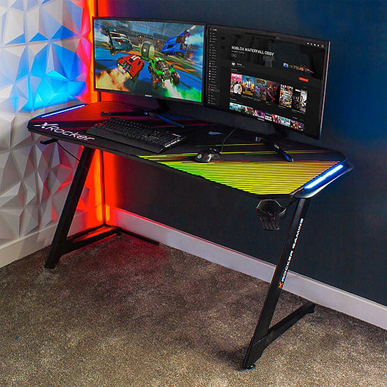 X Rocker Jaguar Esports Gaming Desk with RGB Edge Lighting
