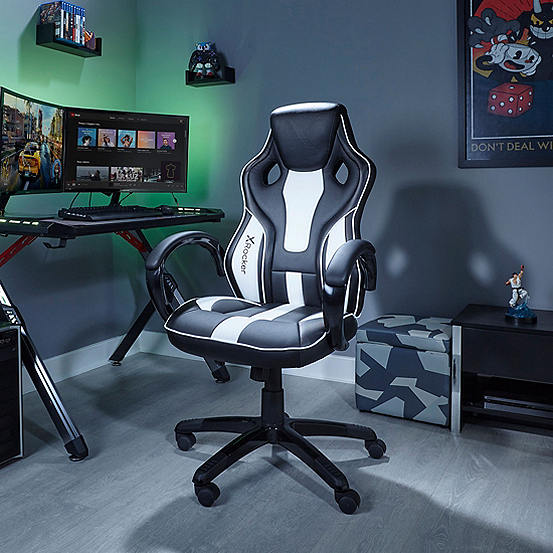 X Rocker Maverick Height Adjustable Office Gaming Chair - Black/White
