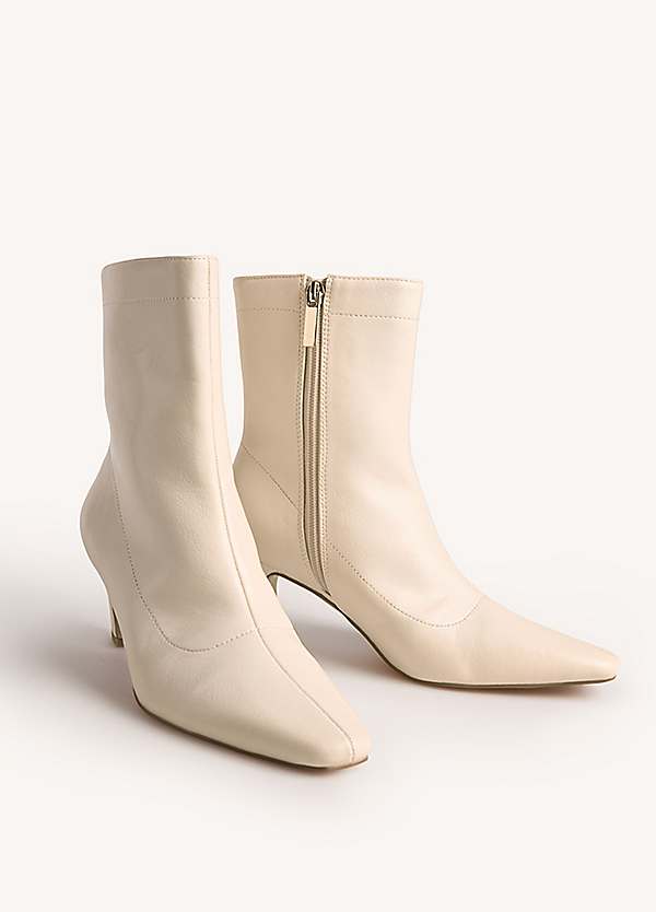 365 by Freemans Cream Curved Heel Ankle Boots Freemans