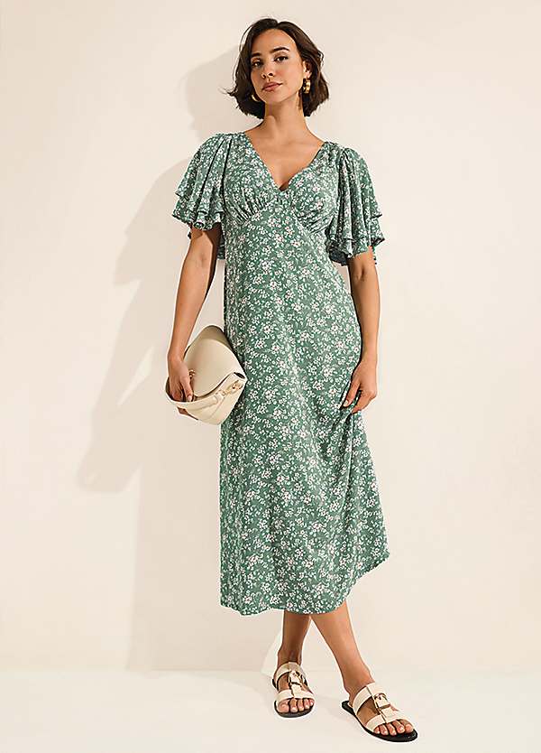365 by Freemans Green Floral Midi Dress Freemans