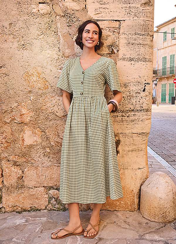 365 by Freemans Green Gingham Midi Dress - Green
