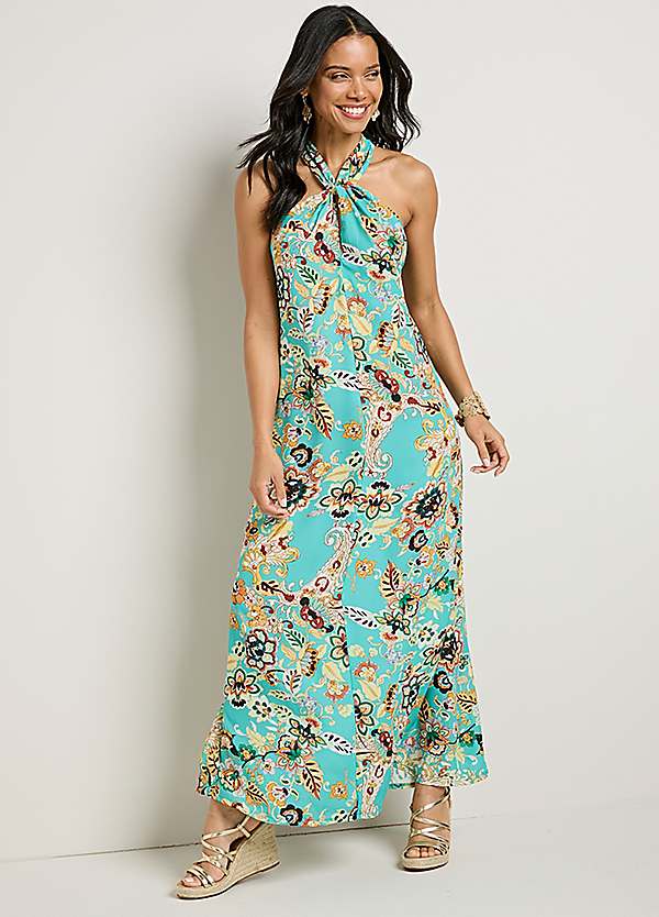 365 by Freemans Mint Floral Halter Maxi Dress | Freemans
