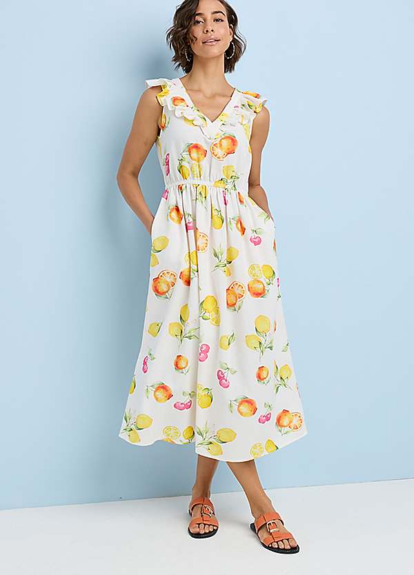 365 by Freemans White Fruit Print Tea Dress | Freemans