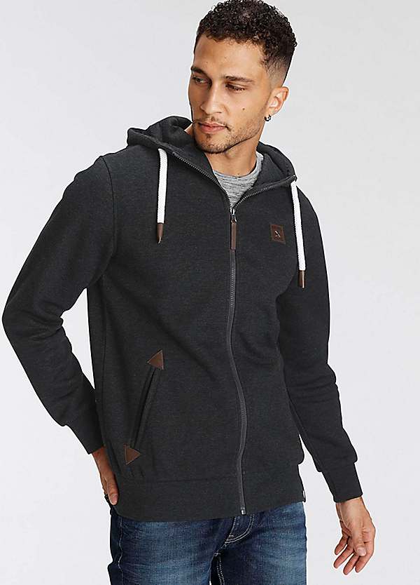 AJC Zip Through Colour Contrast Drawstring Hoodie