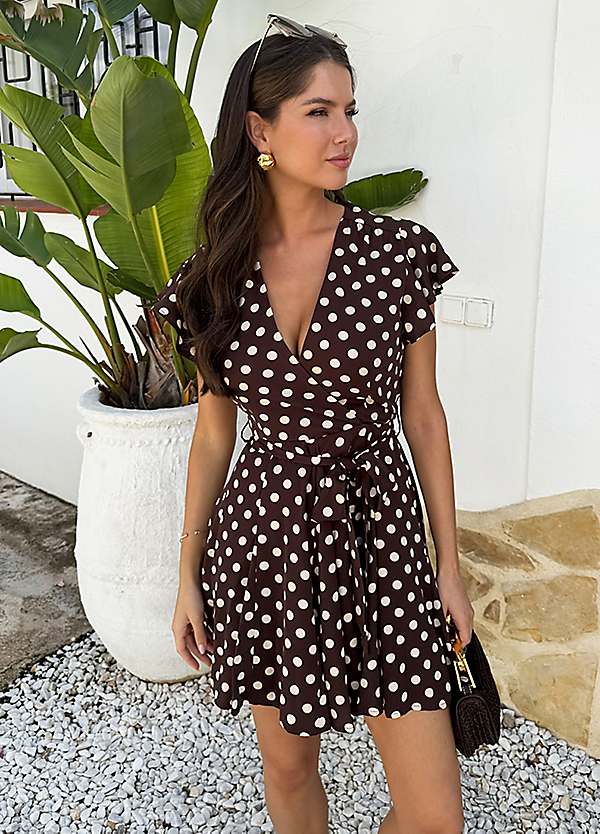 let's get brunch skater dress AX Paris Chocolate Polka Dot Print Wrap Top Mini BEAUTIFUL CASSIE VENTURA 8X10 Between The Dunes Size:8 US / 38 EU Punk but oh