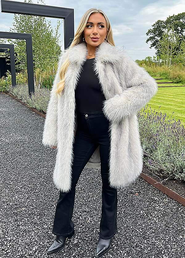AX Paris Cream Tipped Faux Fur Long Jacket | Freemans
