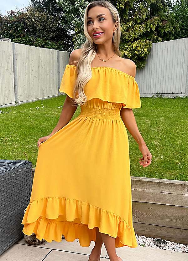 Yellow Halterneck Cowl Dress – AX Paris