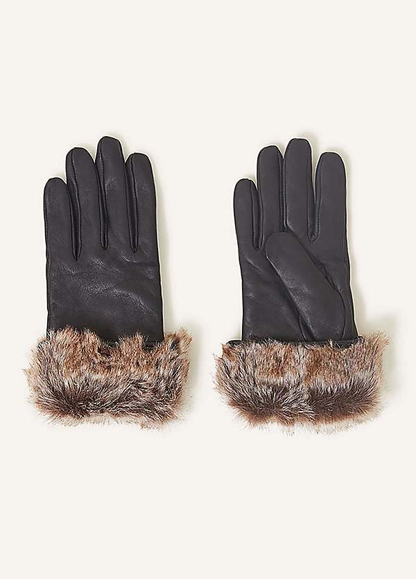 Faux fur deals trim leather gloves