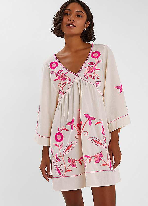 embroidered beach dress Mira Dress (embroidered diamond) – INDIE BLUE main image 1