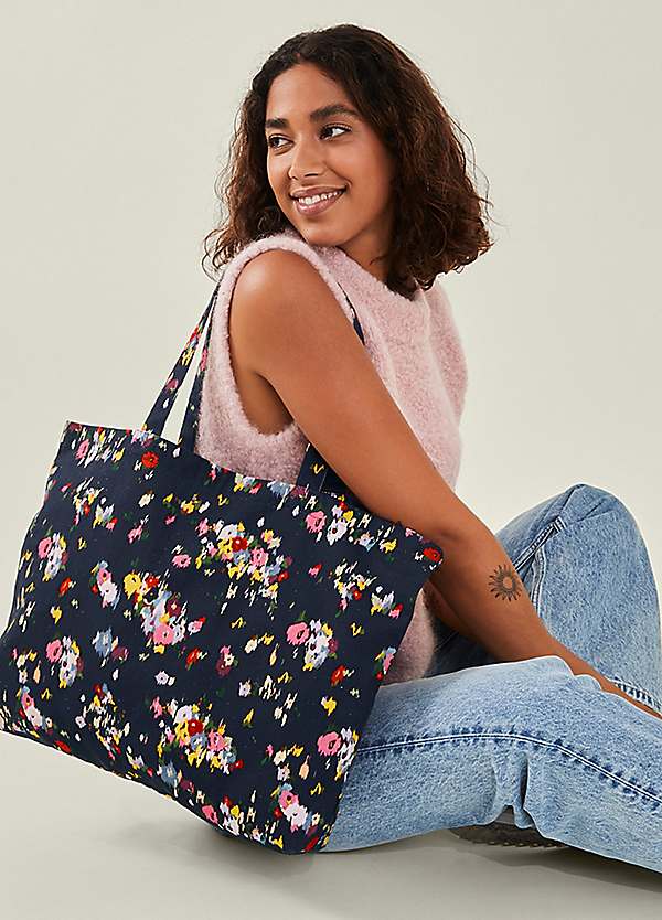 Floral canvas tote hotsell