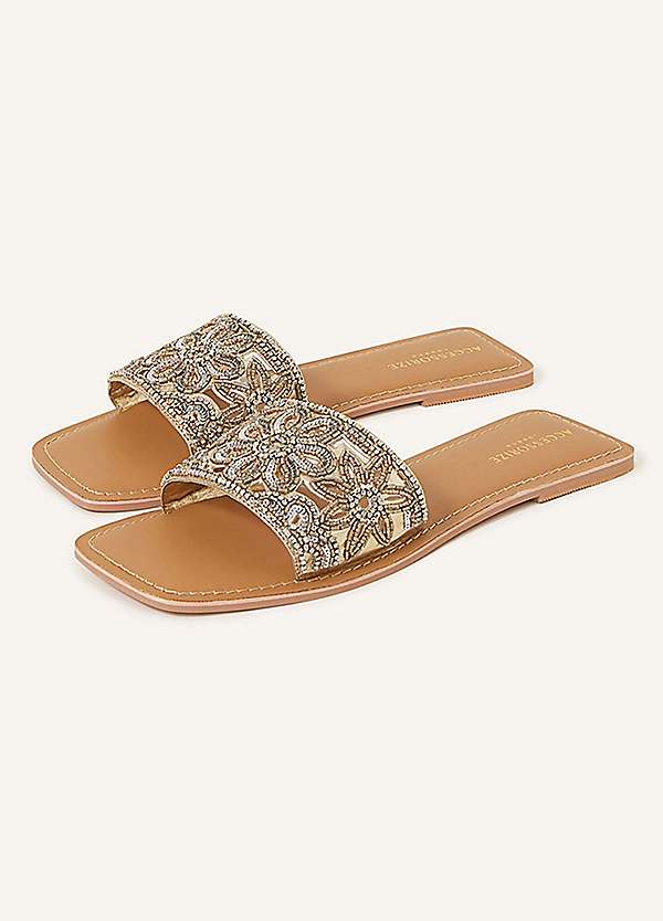 Gold embellished flip on sale flops