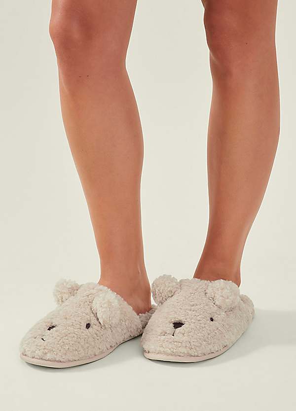 Accessorize Grey Teddy Mules