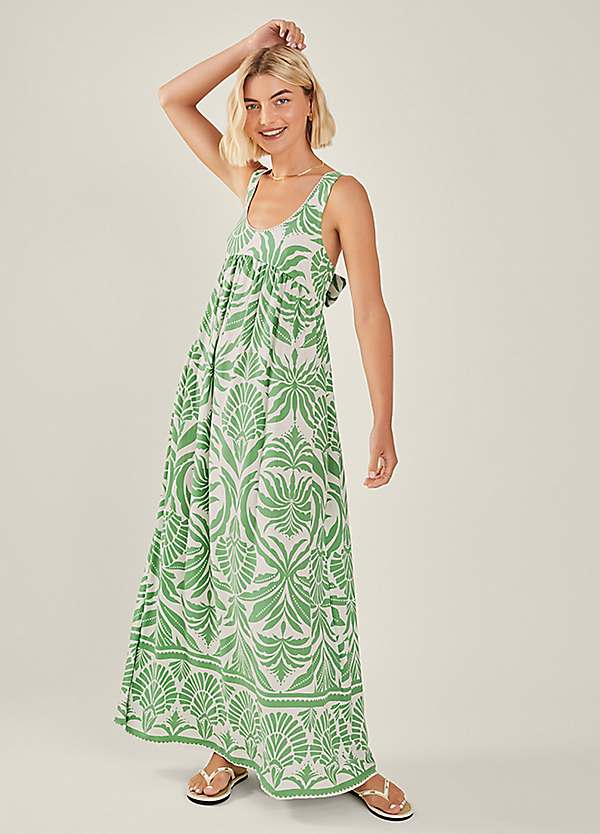 Accessorize Ornamental Print Tie-Back Maxi Dress | Freemans