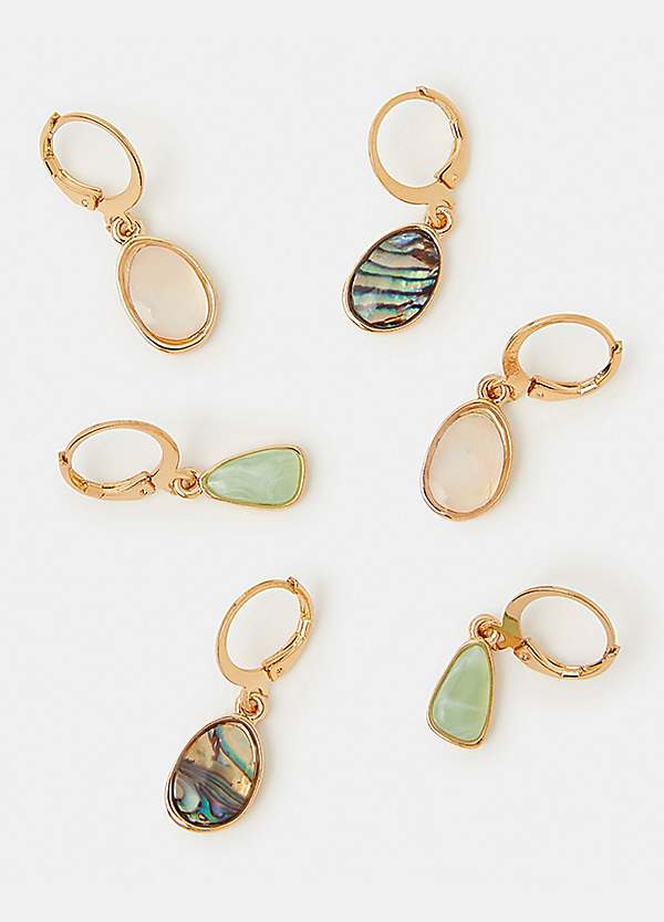 Accessorize Pack of Mini Stone Drop Hoop Earrings